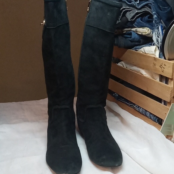 Tory burch selma black suede boots size 8.5 - Picture 2 of 14